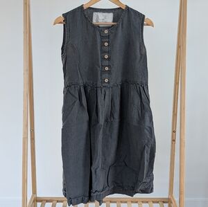 notPERFECTLINEN Charcoal Button-Up Midi Dress